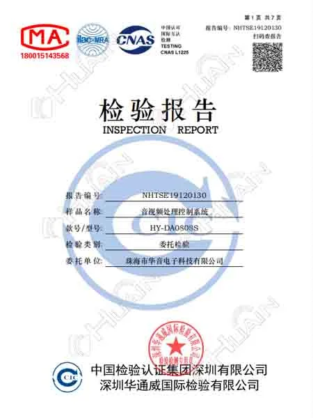 Audio and video processing control system inspection report